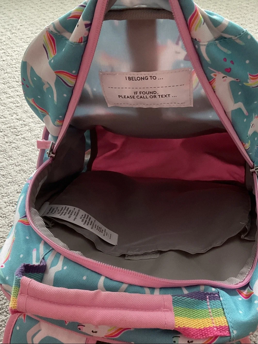 Pottery Barn Kids Aqua & Pink Unicorn Backpack and pencil case with Rainbows 565